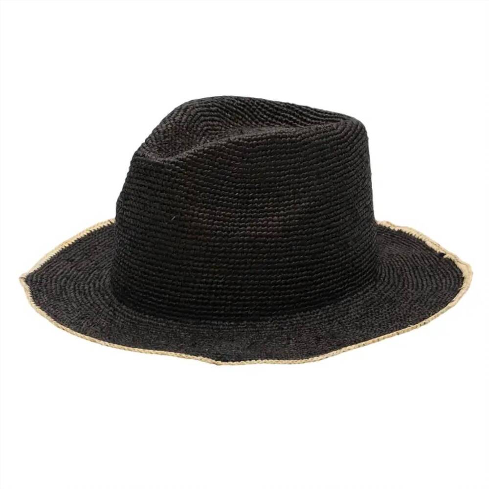 NEW PETER GRIMM women's laurel raffia hand crochet resort hat in black